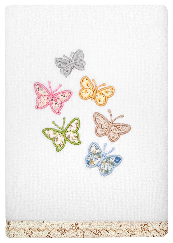 Linum Home Textiles 100% Turkish Cotton MARIPOSA 4PC Embellished Towel Set
