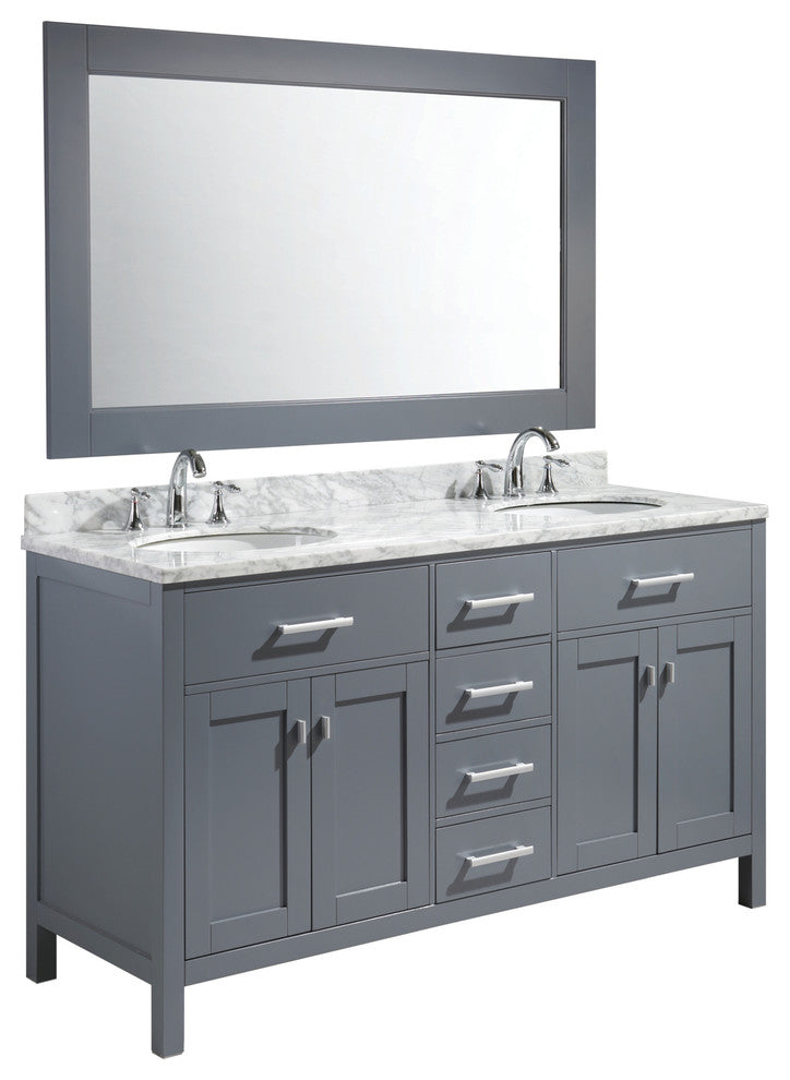 London 61" Double Sink Vanity Set, Gray Finish
