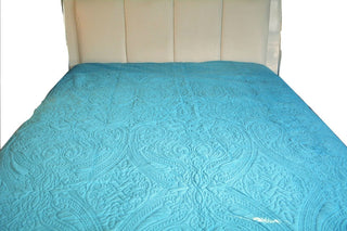 Super Soft Plush Solid Paisley Magic Carpet Quilt Set, Blue, Twin