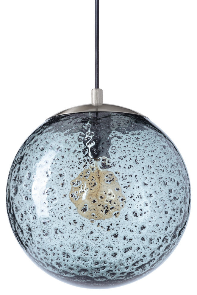 Mini Pendant Light Handblown, Light Blue, 10, Brushed Nickel