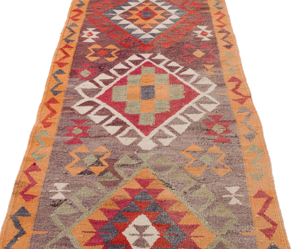 Vintage Turkish Kilim Runner 3' 2" x 12' 6", 38 in. x 150 in.
