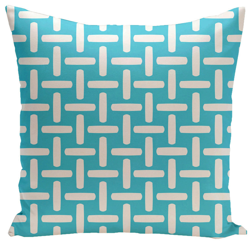 Geometric Decorative Pillow, Turquoise, 20"x20"