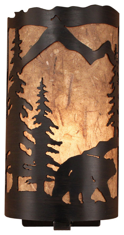 Kodiak and Woodchip Bear Scene Panel Sconce