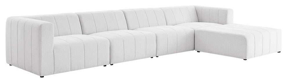 Bartlett Upholstered Fabric Upholstered Fabric 5-Piece Sectional Sofa Ivory