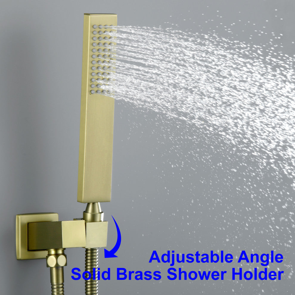 Wellfor Shower Faucet, 12" Ceiling Rain Shower Head With Handheld Combo Set