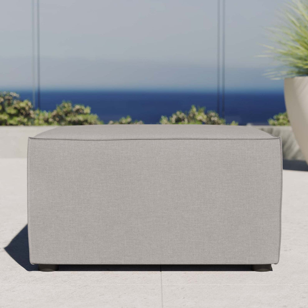 Lounge Chair Ottoman, Fabric, Gray, Modern, Outdoor Patio Balcony Garden