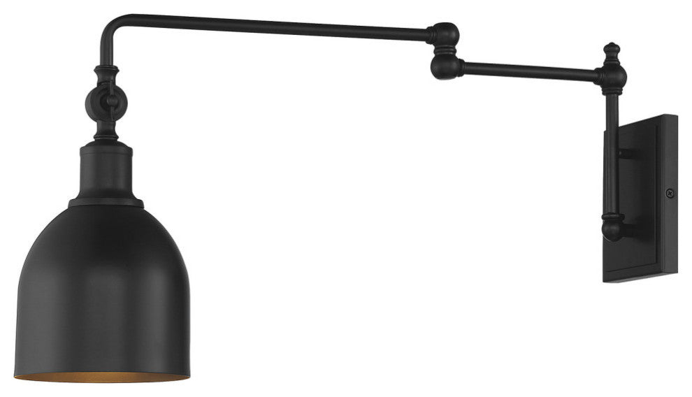 1-Light Adjustable Wall Sconce, Matte Black