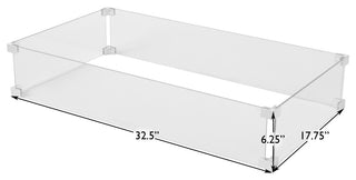 Tempered Glass Wind Guard For Rectangular Fire Pits