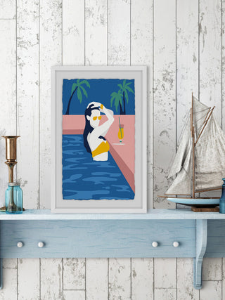 "Pool Drink" Framed Painting Print, 20"x30"