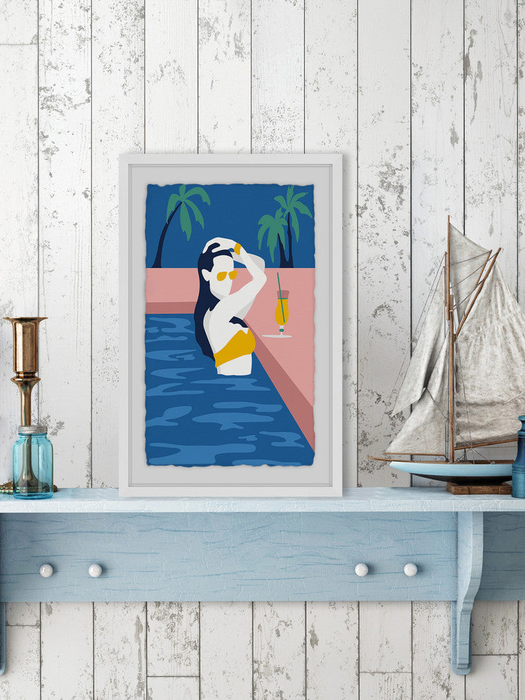 "Pool Drink" Framed Painting Print, 20"x30"