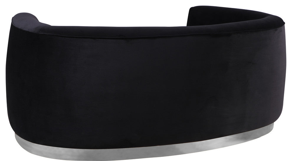 Julian Velvet Upholstered Loveseat, Black, Chrome Base