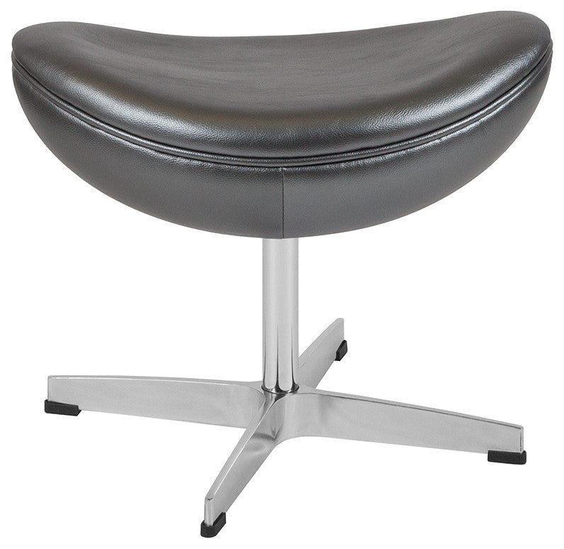 Gray Leather Ottoman