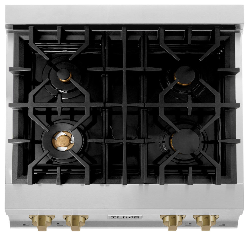 ZLINE 30" Rangetop, Stainless Steel With Champagne Bronze Accents, RTZ-30-CB