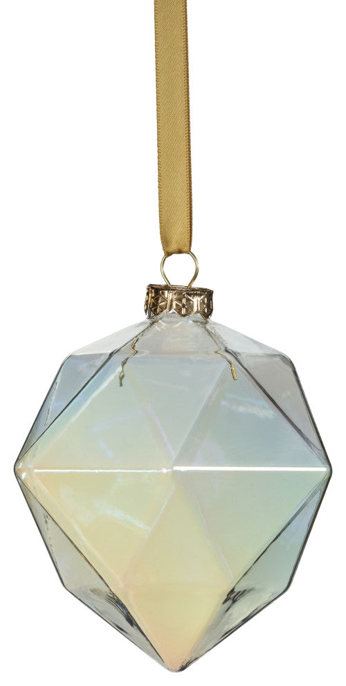 6-Piece Set Clear Luster Faceted Glass Hanging Ornaments, Octagon