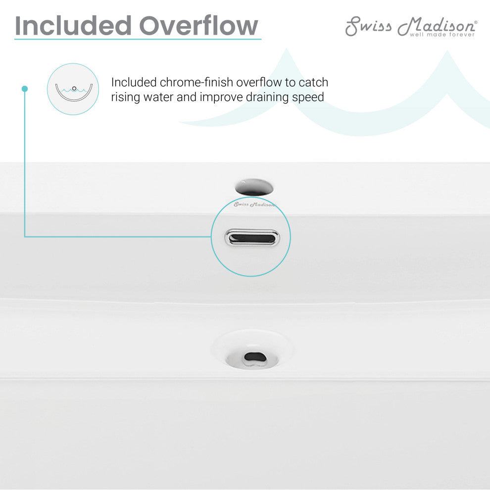 Claire 24" Rectangle Wall-Mount Bathroom Sink, Glossy White