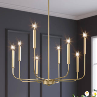 LNC 8-Light Antique/Vintage Finish Modern Candlestick Chandelier 36"H, Gold