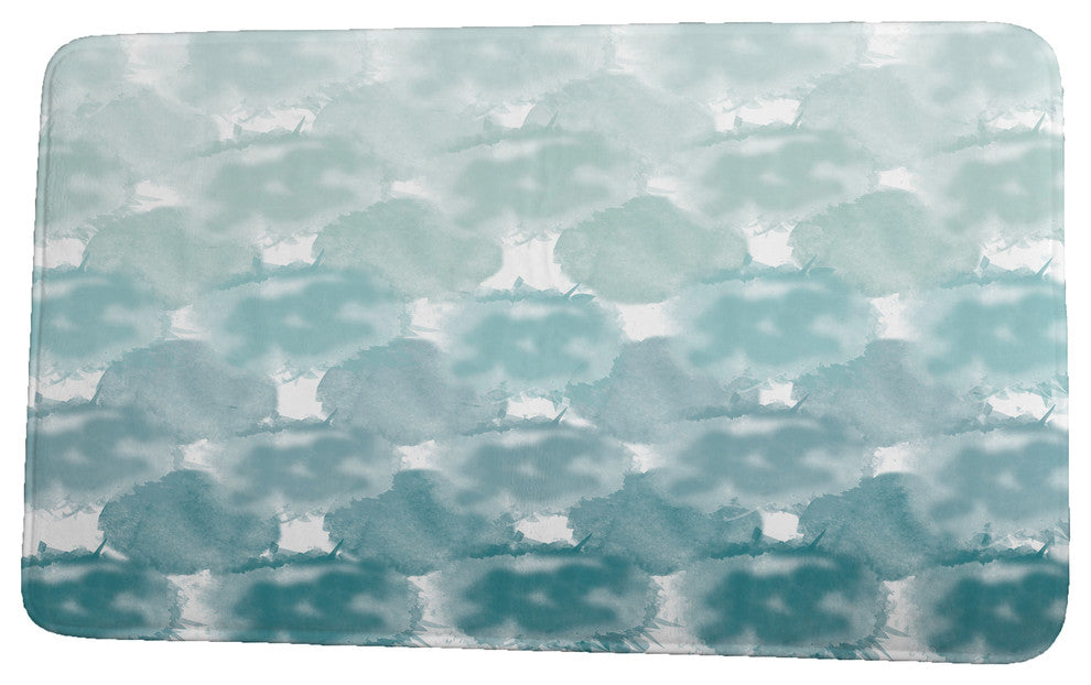 Intercoastal Waterway Beach Clouds Geometric Print Bath Mat, Teal, 21"x34"