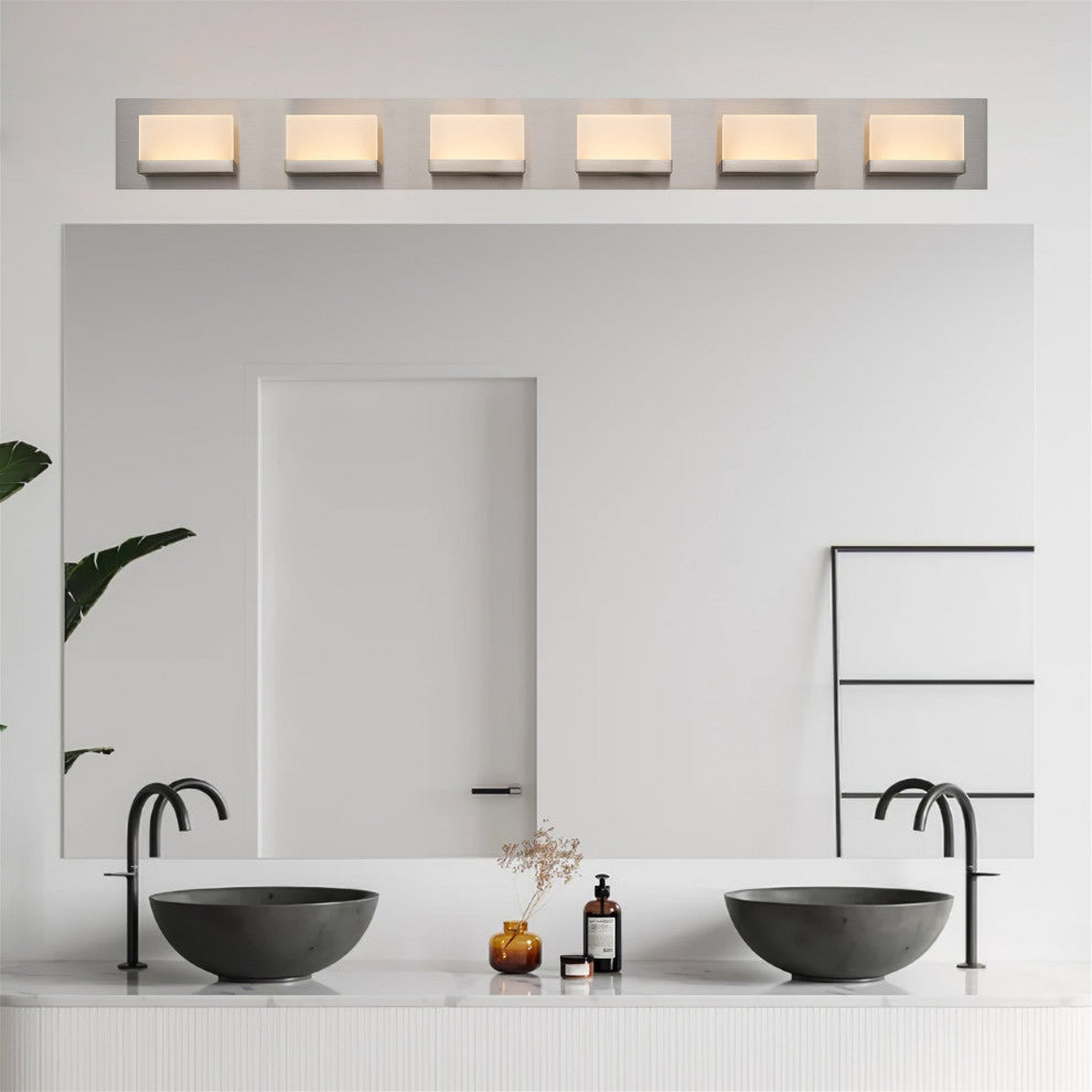 Kira Home Everett 48" 60W Integrated LED Bathroom / Light, Rectangular Acrylic