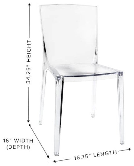 Cristal Piazza Ghost Style Clear Vanity Chair, Clear