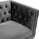 Michelle Fabric Upholstered Chair, Gold Iron Legs, Gray, Velvet, Sofa