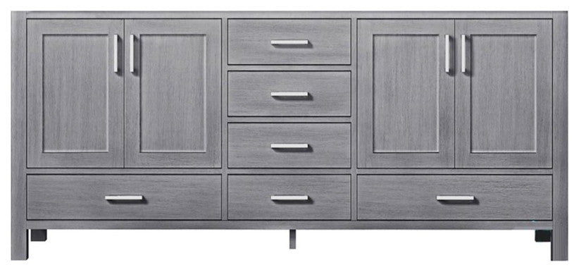 Lexora Home Jacques 72" Vanity Cabinet in Distressed Gray