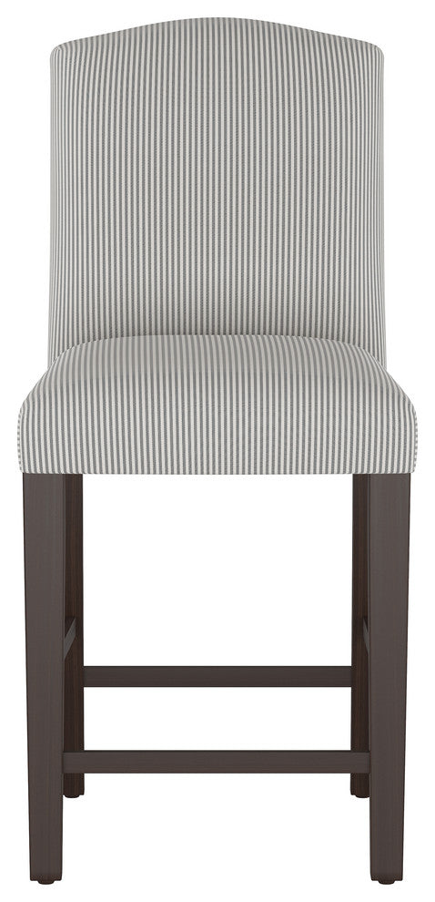 Janet Camel Back Counter Stool, Oxford Stripe Charcoal