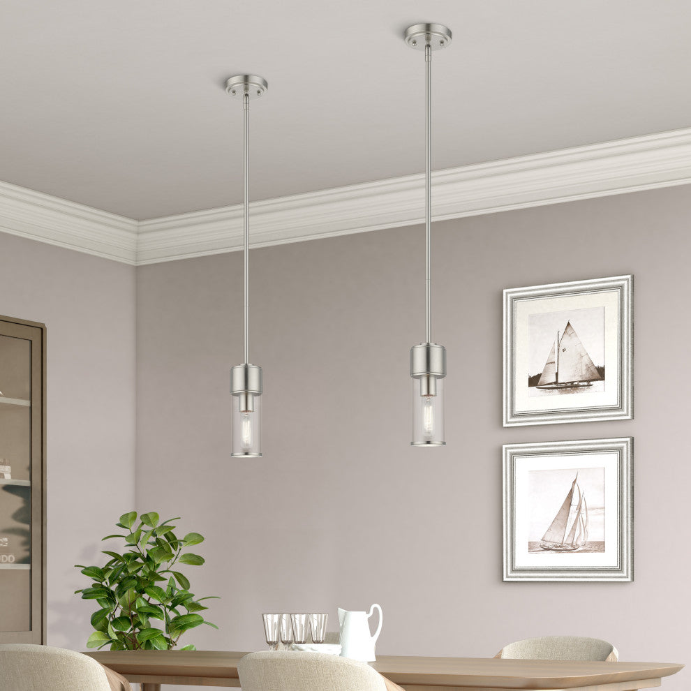 Quincy 1-Light Brushed Nickel Mini Pendant