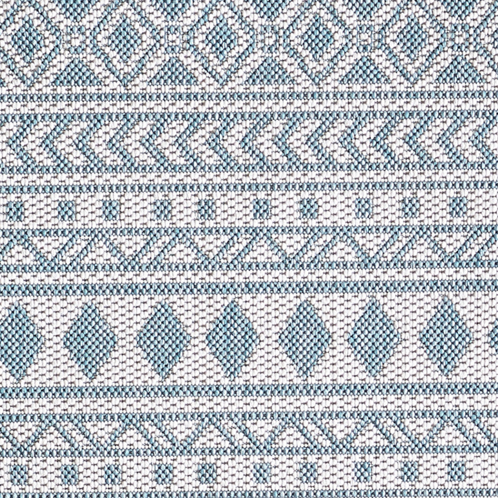 Provo Natura Indoor/Outdoor Coastal Area Rug, Ivory/Aqua, 5'3 X 7'7