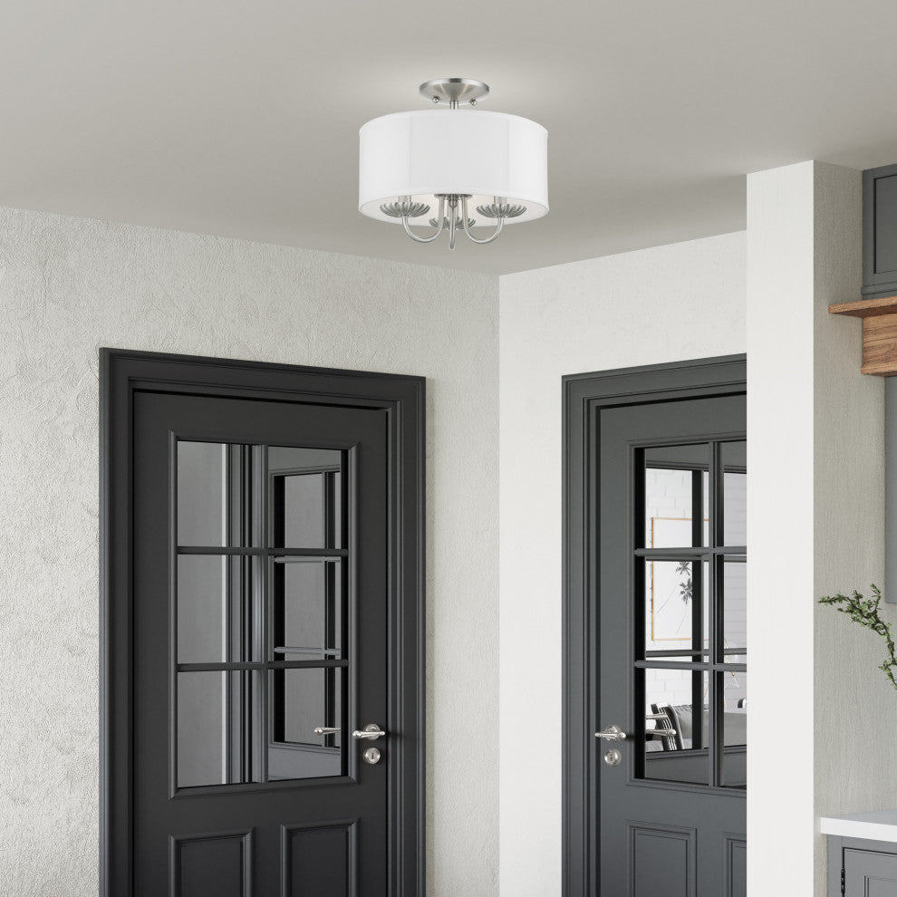 Livex Lighting 3 Light Brushed Nickel Semi-Flush Mount