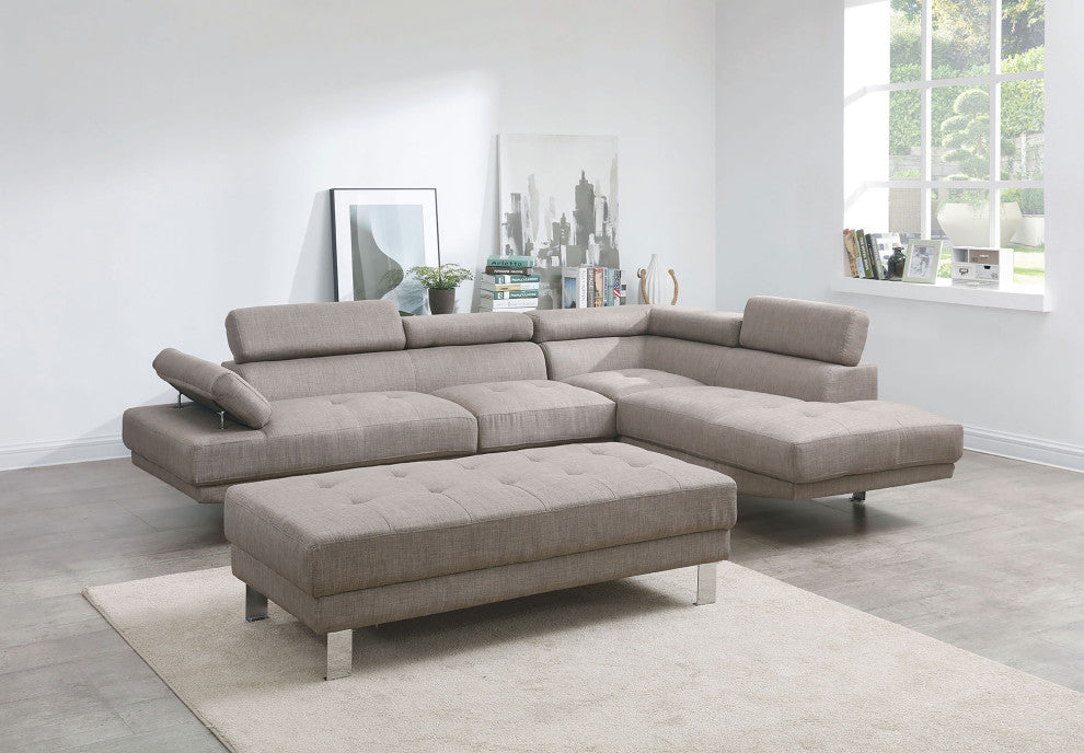Riveredge 109" W 2 Piece Polyester Twill L Shape Sectional Sofa, Gray