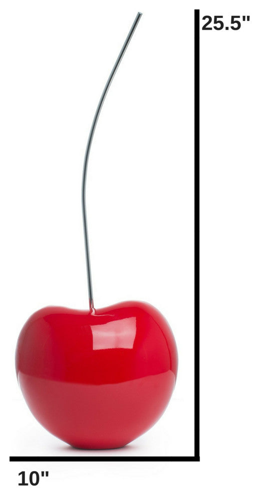 Cherry Resin Handmade Sculpture, Bright Red, Large