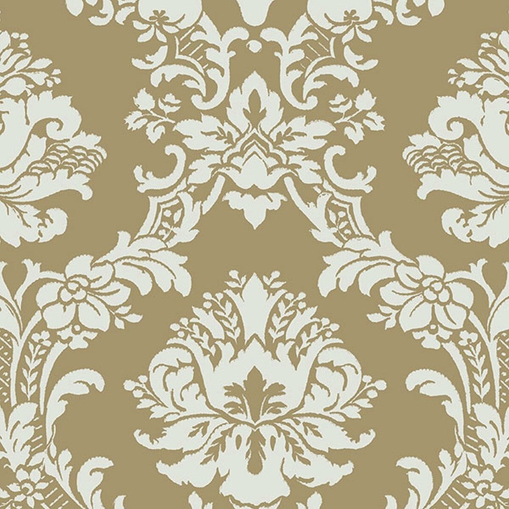 Classic Silks 2, Damask Stripes Silk Emboss Mastard Wallpaper Roll