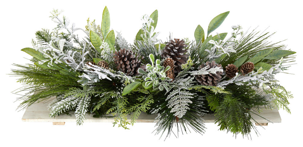 26" Flocked Xmas Faux Arrangement Cutting Board Wall Decor or Table Arrangement