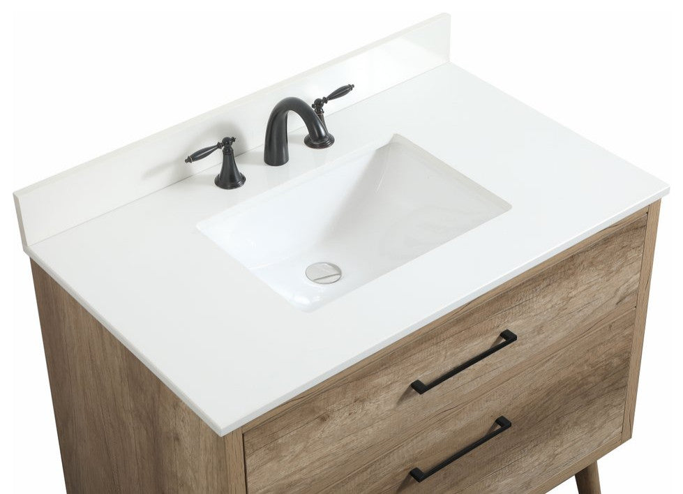 Bella 36" Midcentury Modern Natural Oak-Light Bathroom Vanity