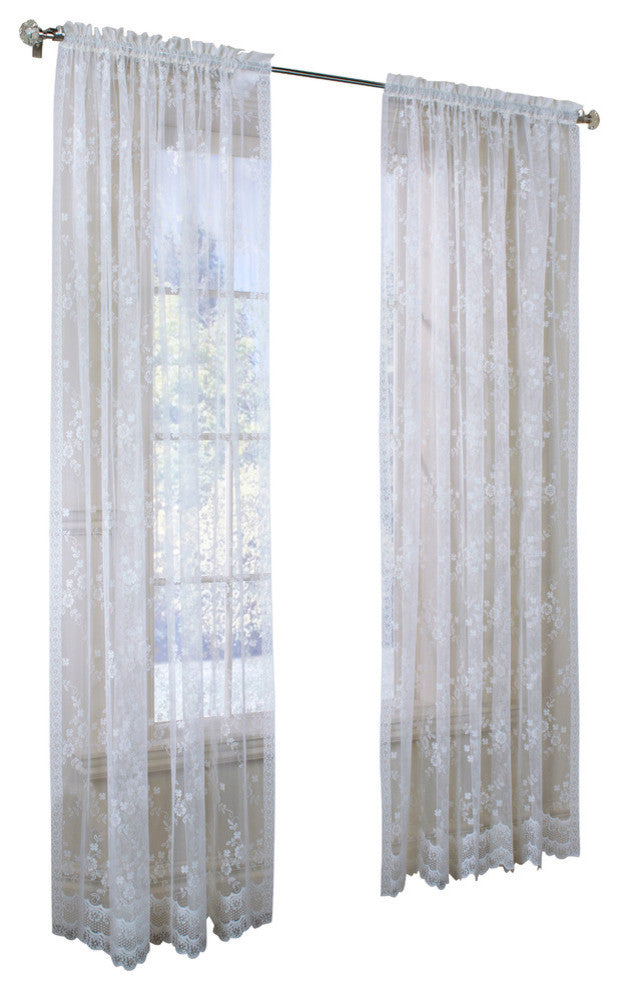 Mona Lisa Rod Pocket Curtain Panel 56 x 72 in White