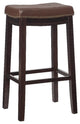 Linon Claridge Backless Bar Stool Cognac Faux Leather Wood Frame in Espresso