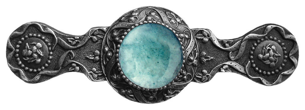 Victorian Jewel Pull Antique Pewter/Green Aventurine