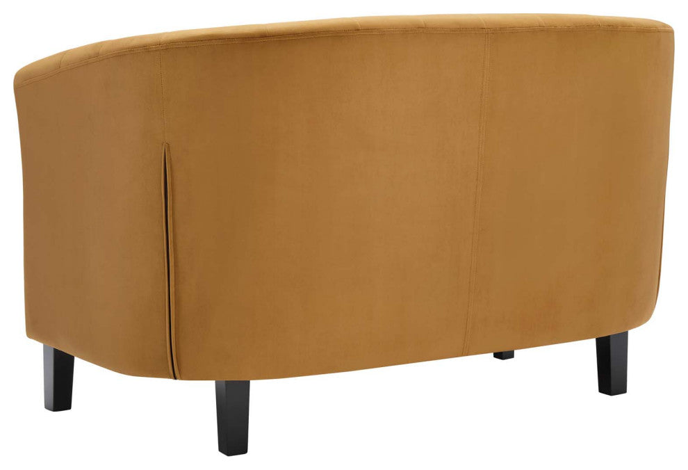Loveseat Sofa, Velvet, Brown, Modern, Living Lounge Room Hotel Lobby Hospitality