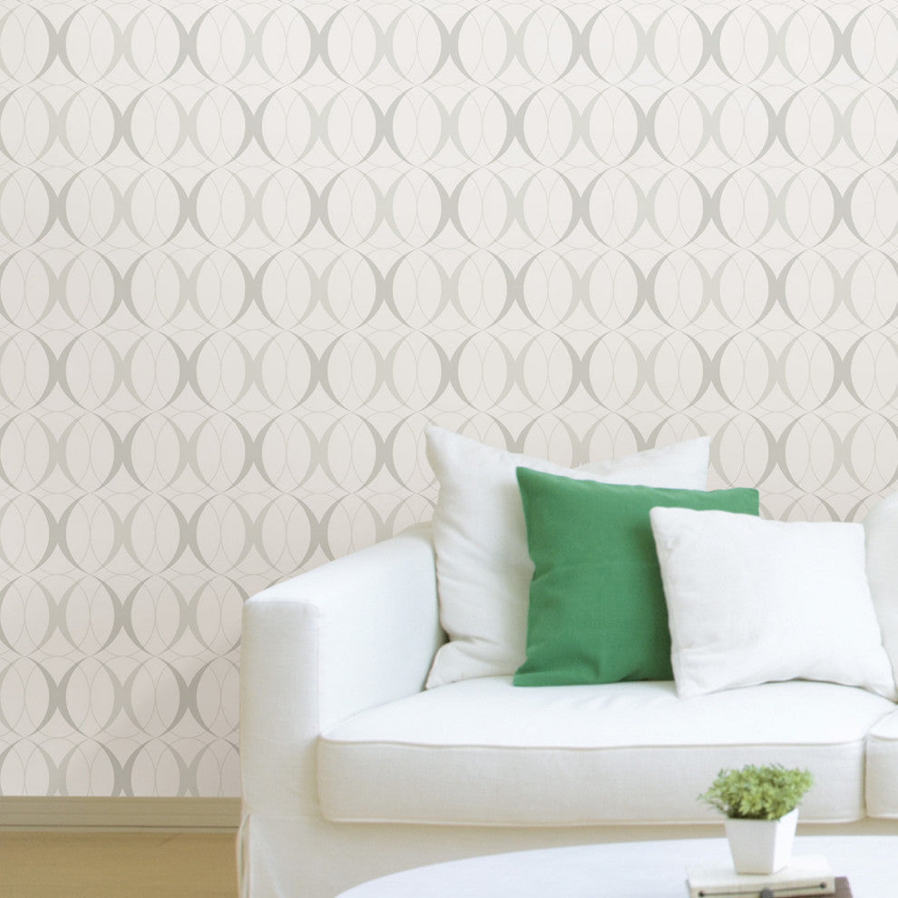 Circulate Light Silver Peel and Stick Wallpaper, Bolt