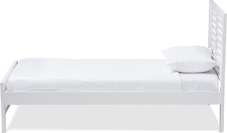 Sedona Modern Classic Mission Style White Wood Platform Bed, Twin