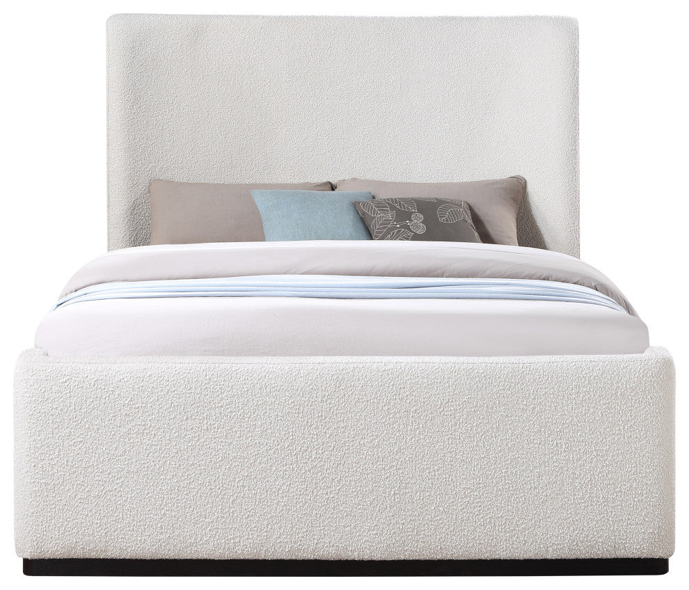 Oliver Boucle Fabric Upholstered Bed, Cream, Full