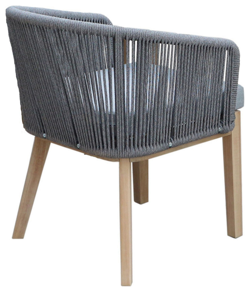 Benzara BM287737 Dexi 24" Set of 2 Dining Chairs, Acacia Wood Frame, Gray
