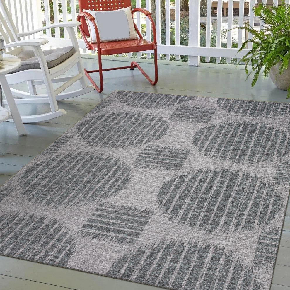 Indoor/Outdoor Sedona SN13 Pewter Machine Washable 5' x 7'6" Rug