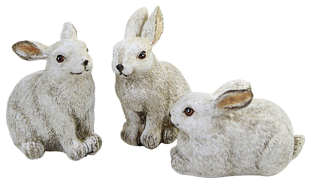 Easter Bunny Family Figurines Polyresin Set Of 3 Rabbit 20350A