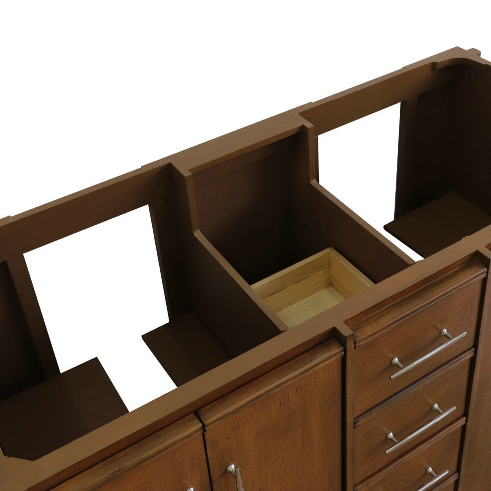 48" Double Sink Vanity, Walnut Finish - Cabinet Only