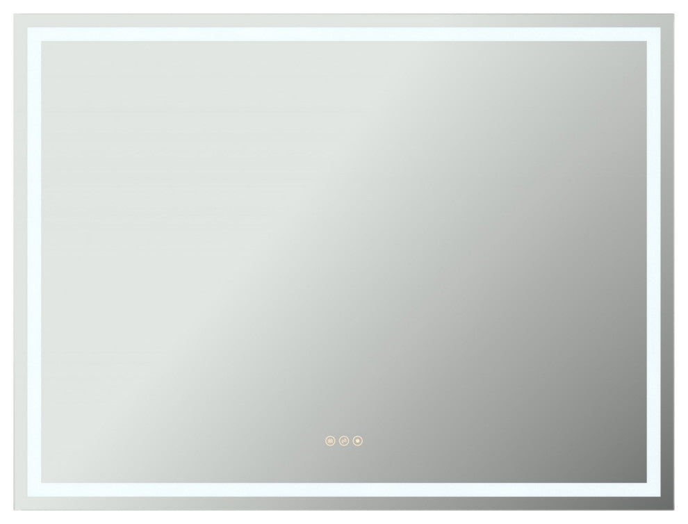 Rectangular Frameless Dimmable Anti-Fog Wall Mounted LED Bathroom Vanity Mirror, 48" X 36"