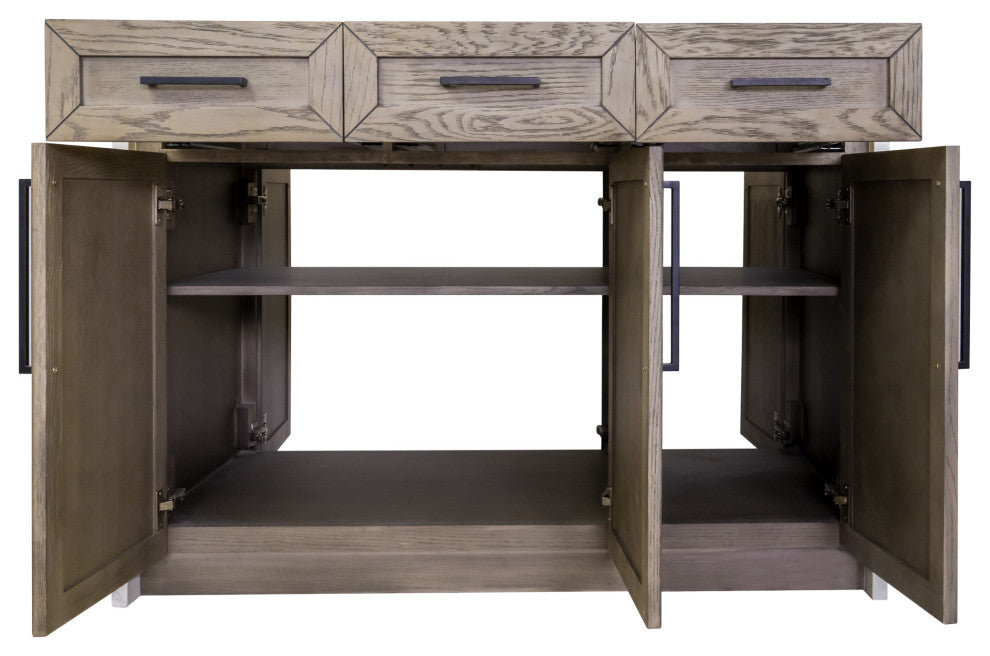 Palisade 48" Kitchen Island, Gray Oak, Engineered Marble