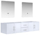 Geneva Transitional Glossy White 80" Double Vanity with 30" Led Mirrors, no Top
