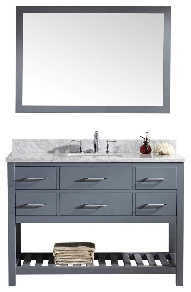 Caroline Estate 48" Single Bathroom Vanity Set Gray, Marble Top