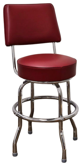 Retro Home Single Ring Upholstered 24" Swivel Counter Stool with Back, Wine